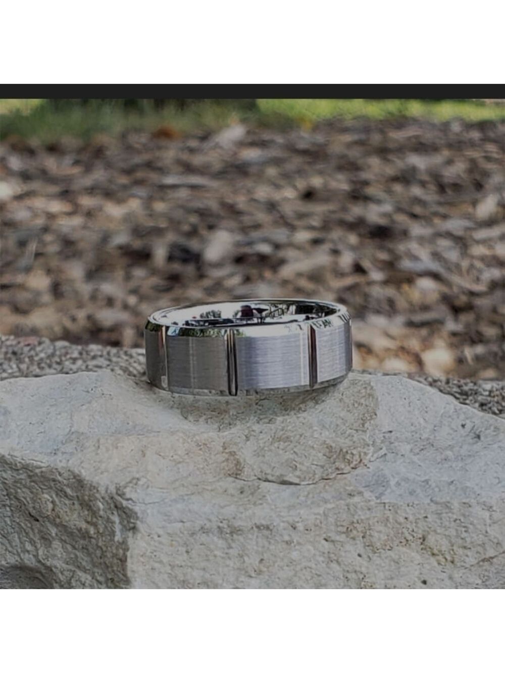 MEN'S STAINLESS STEEL Chisel beveled edge silver ring new